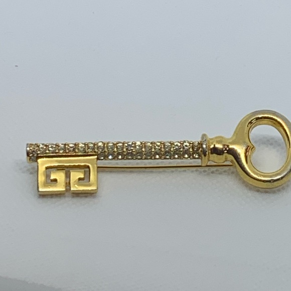 Givenchy Jewelry - GIVENCHY 1977 Crystal Skeleton Key Brooch Pin